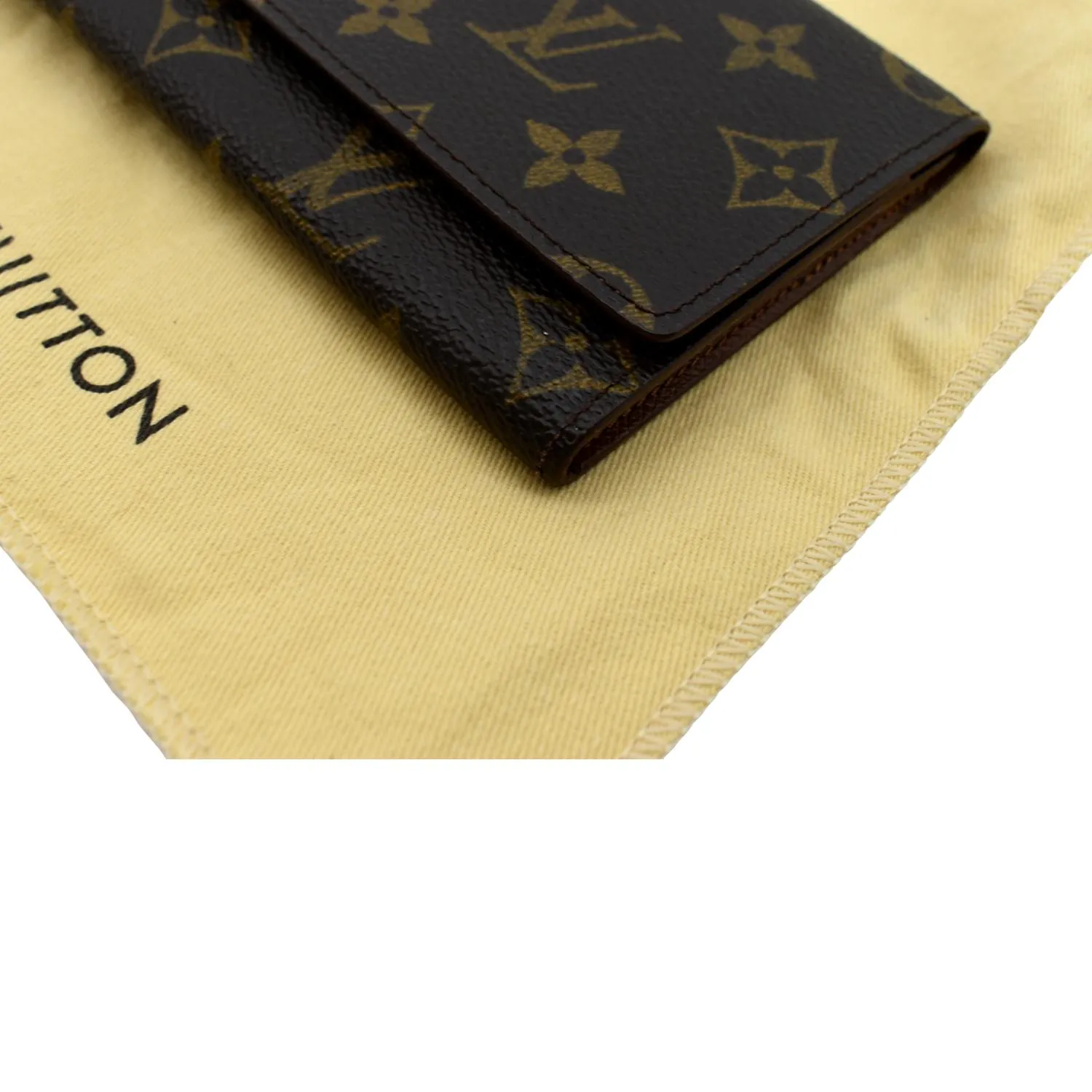 LOUIS VUITTON Fold Over Monogram Canvas Wallet Brown