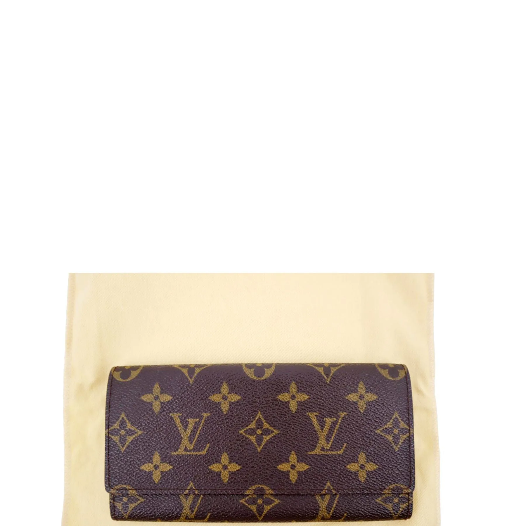 LOUIS VUITTON Fold Over Monogram Canvas Wallet Brown