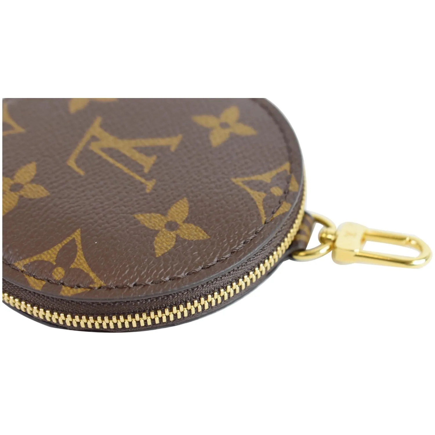 LOUIS VUITTON Monogram Canvas Round Zipped Coin Purse Brown