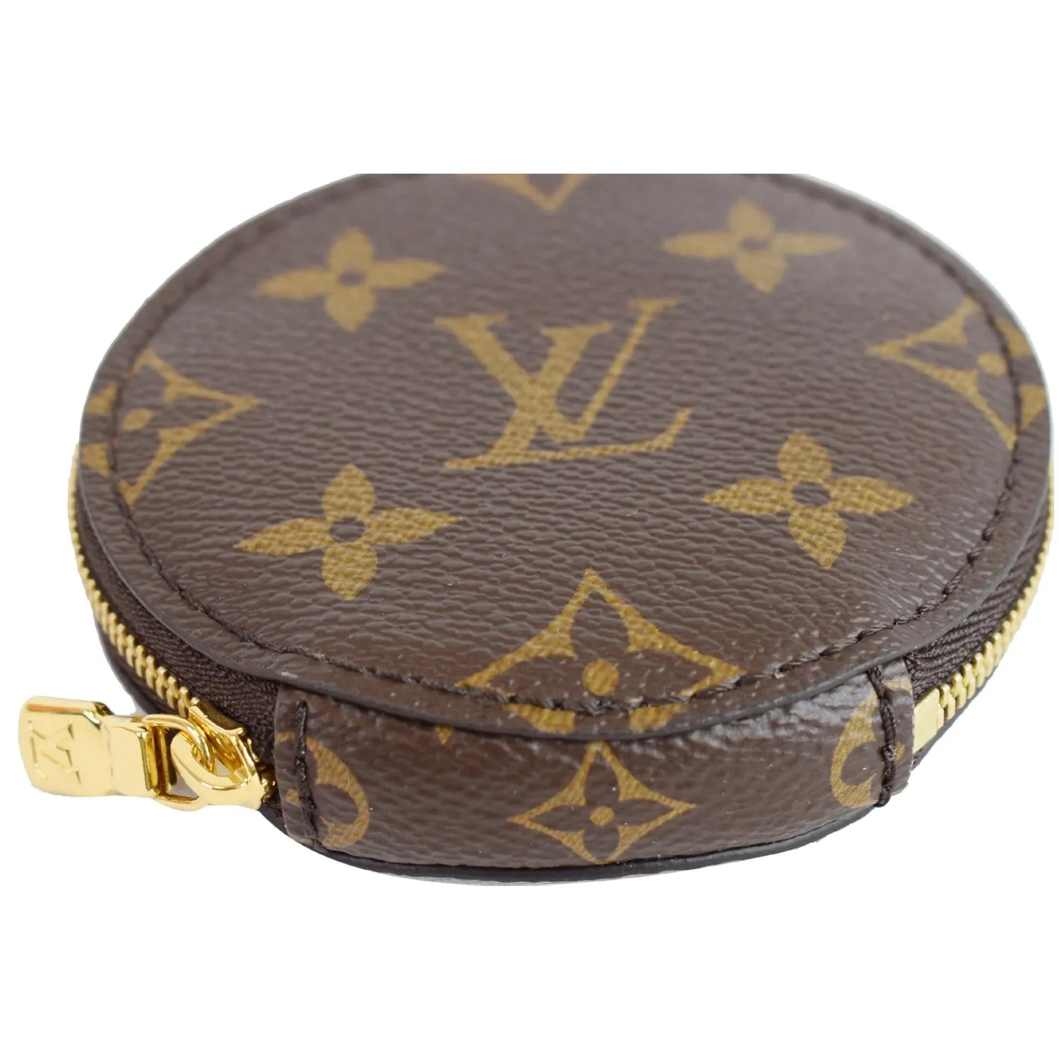 LOUIS VUITTON Monogram Canvas Round Zipped Coin Purse Brown