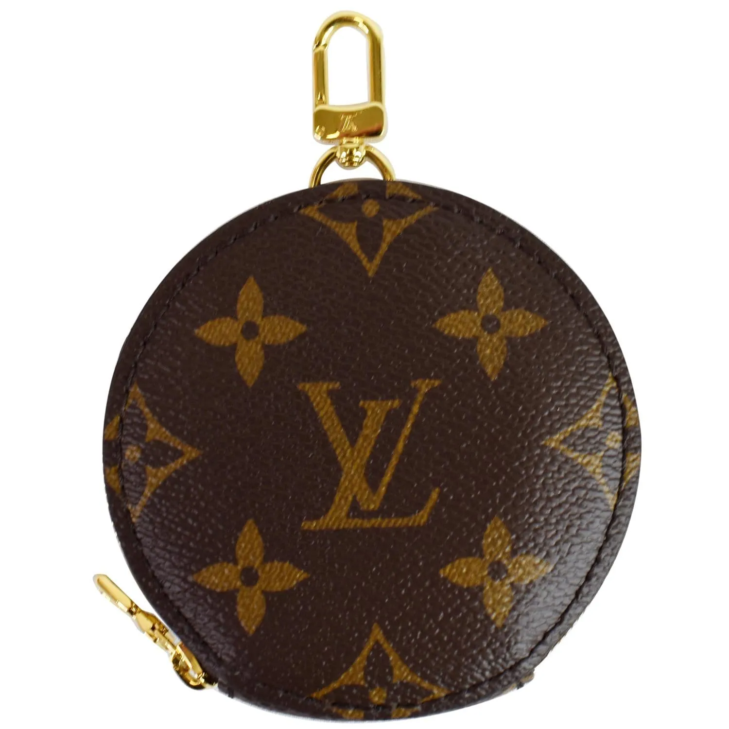 LOUIS VUITTON Monogram Canvas Round Zipped Coin Purse Brown