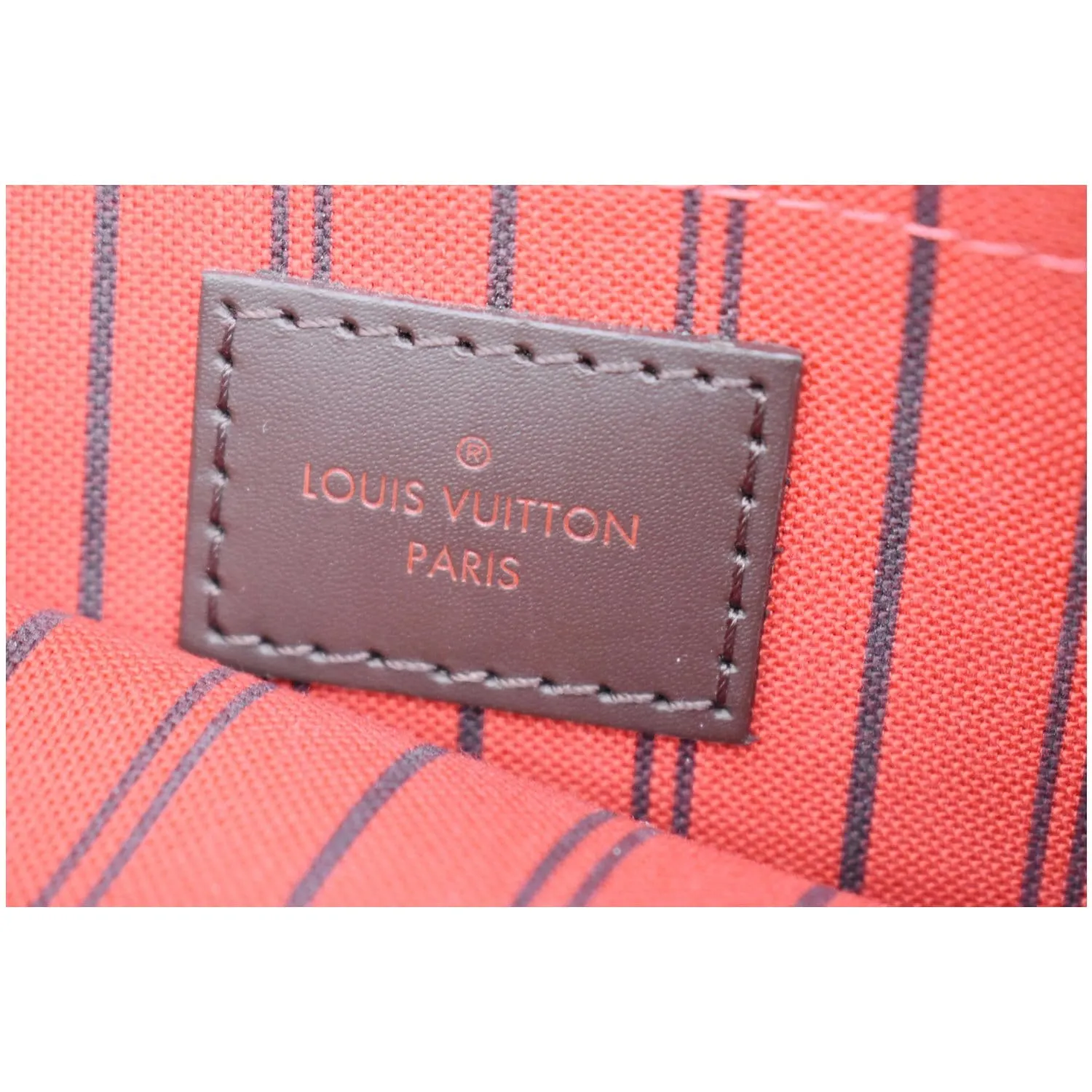 LOUIS VUITTON Neverfull MM Damier Ebene Pochette Wristlet Pouch Brown