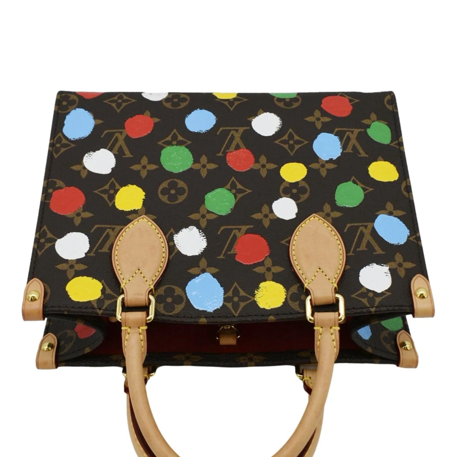 LOUIS VUITTON Onthego PM Yayoi Kusama Dots Monogram Canvas Shoulder Bag Multicolor