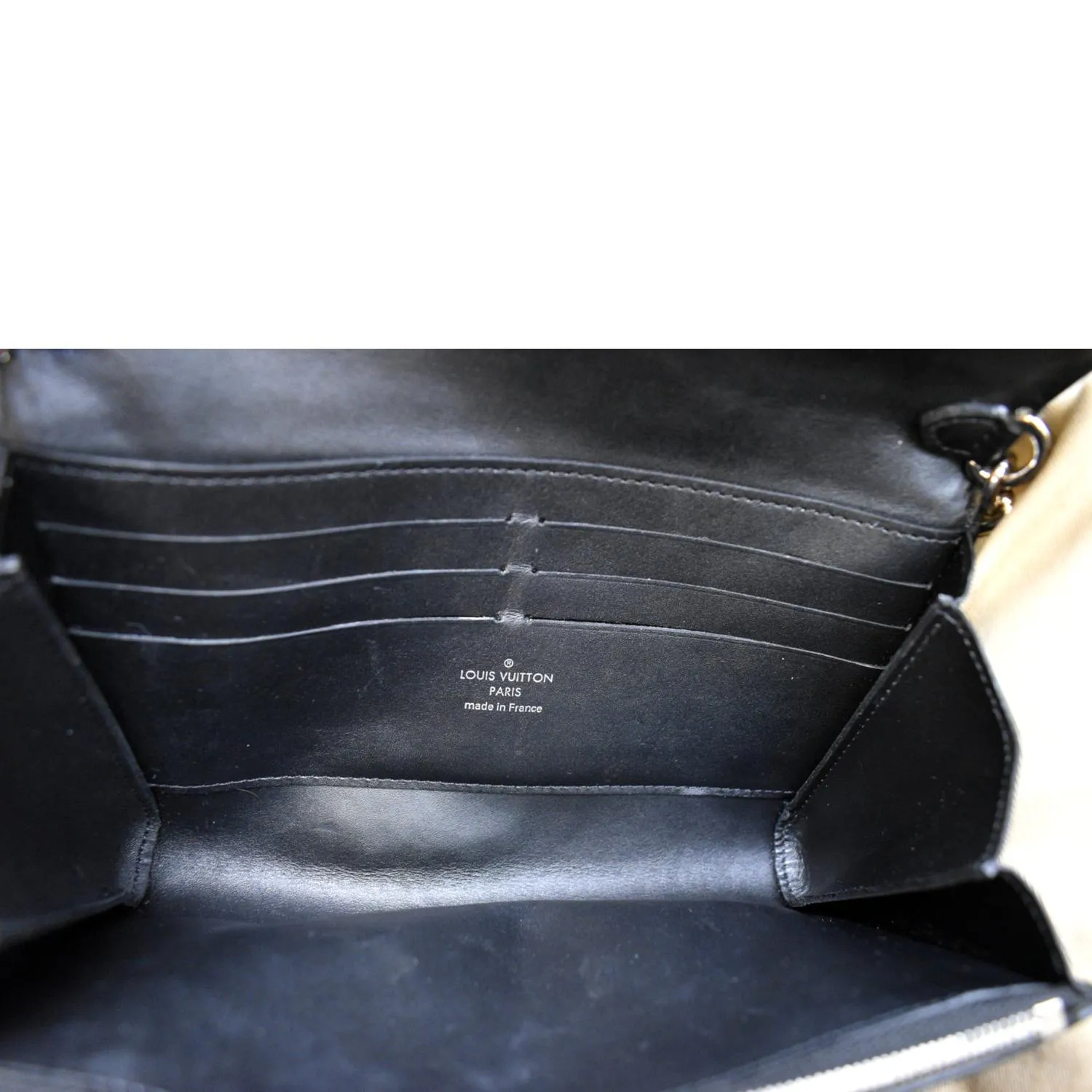 LOUIS VUITTON Twist Color Block Monogram Leather Chain Clutch Black