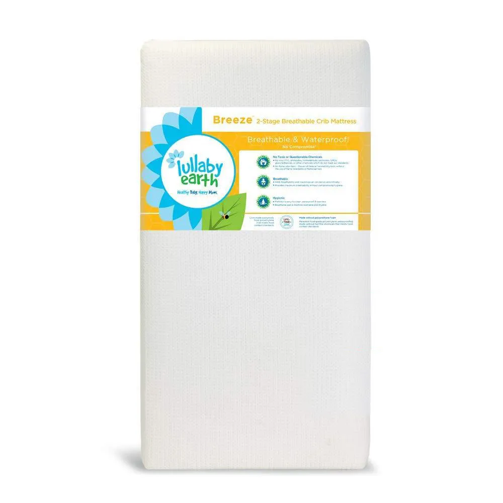 Lullaby Earth Super Lightweight Breeze Crib Mattress - White (LE16 / 2-Stage)