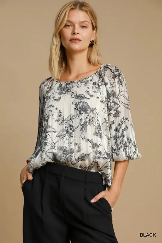 Lurex Floral Print Top