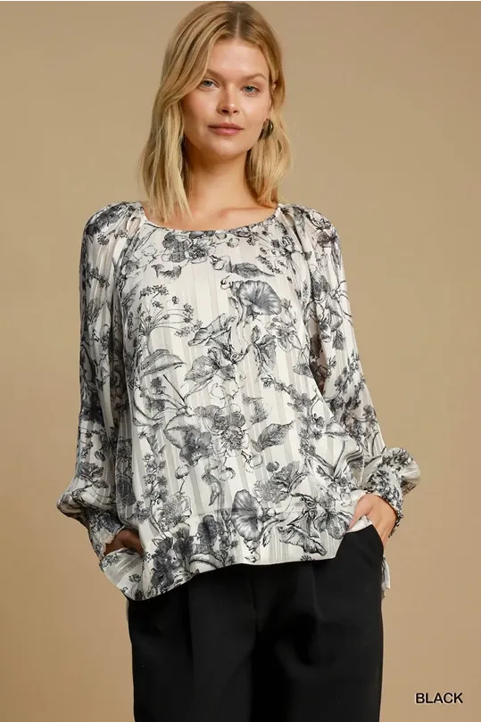 Lurex Floral Print Top