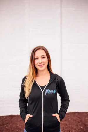 MAMA Script © Unisex Triblend Lightweight Zip Hoodie (Ombré Glitter)