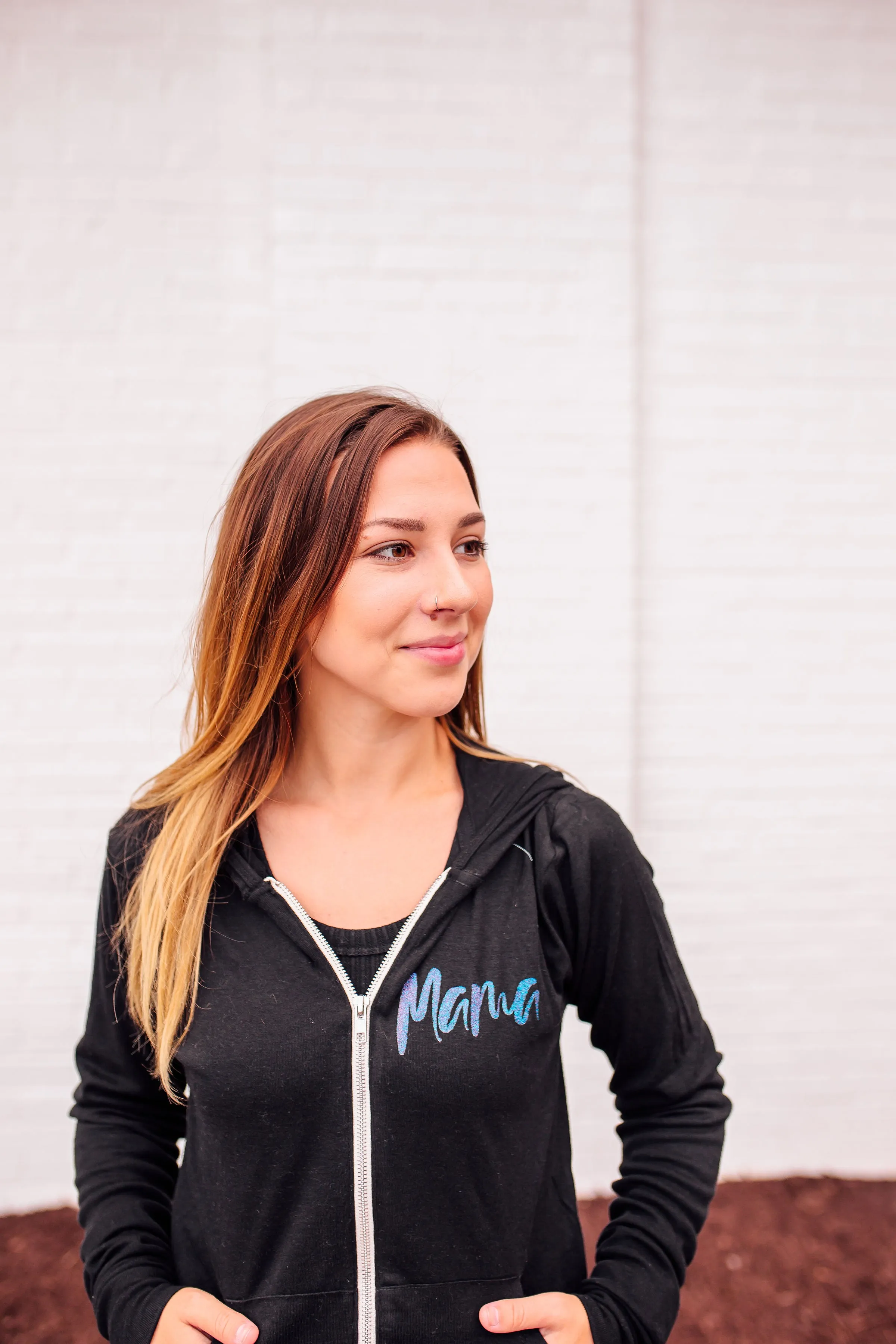 MAMA Script © Unisex Triblend Lightweight Zip Hoodie (Ombré Glitter)