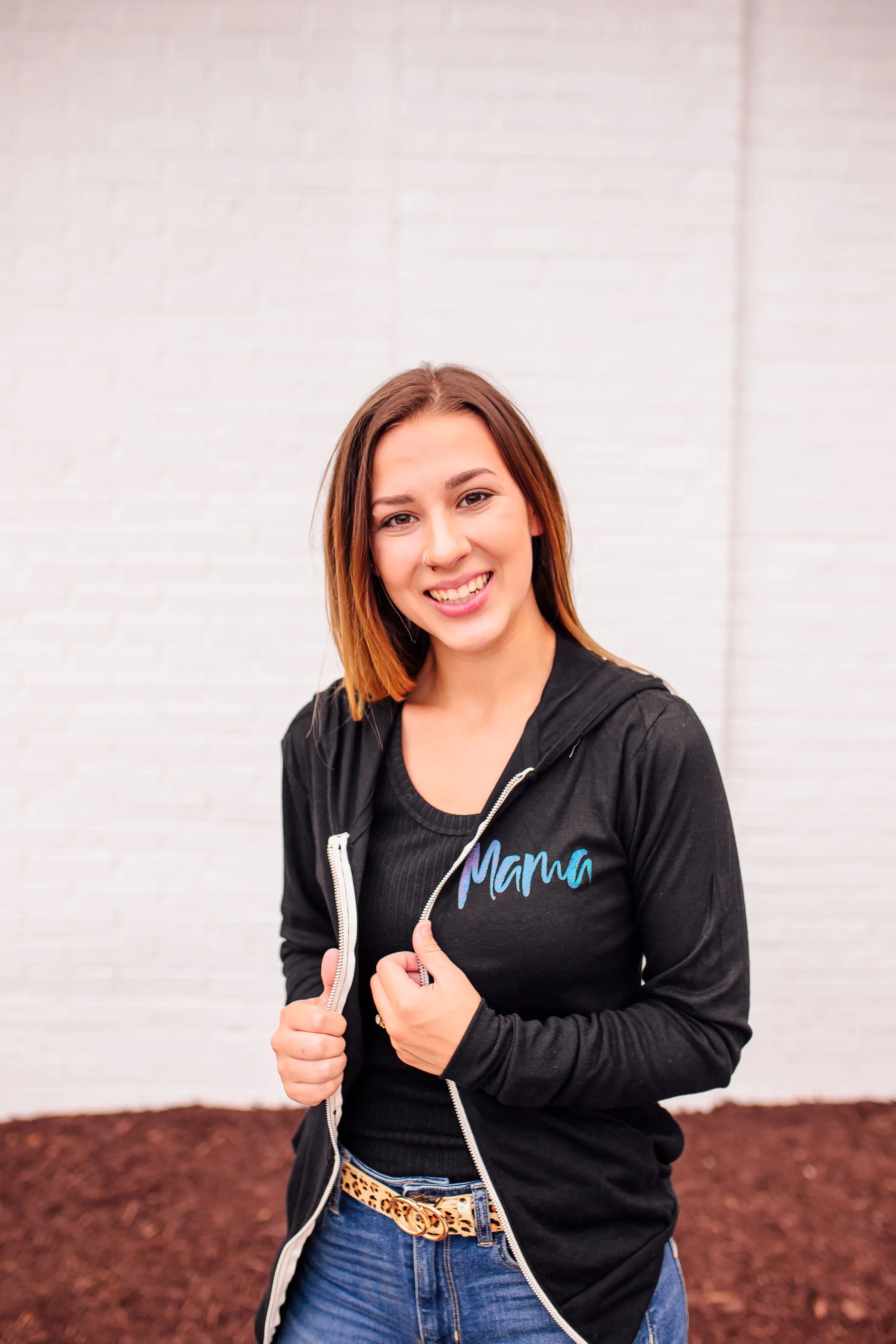MAMA Script © Unisex Triblend Lightweight Zip Hoodie (Ombré Glitter)