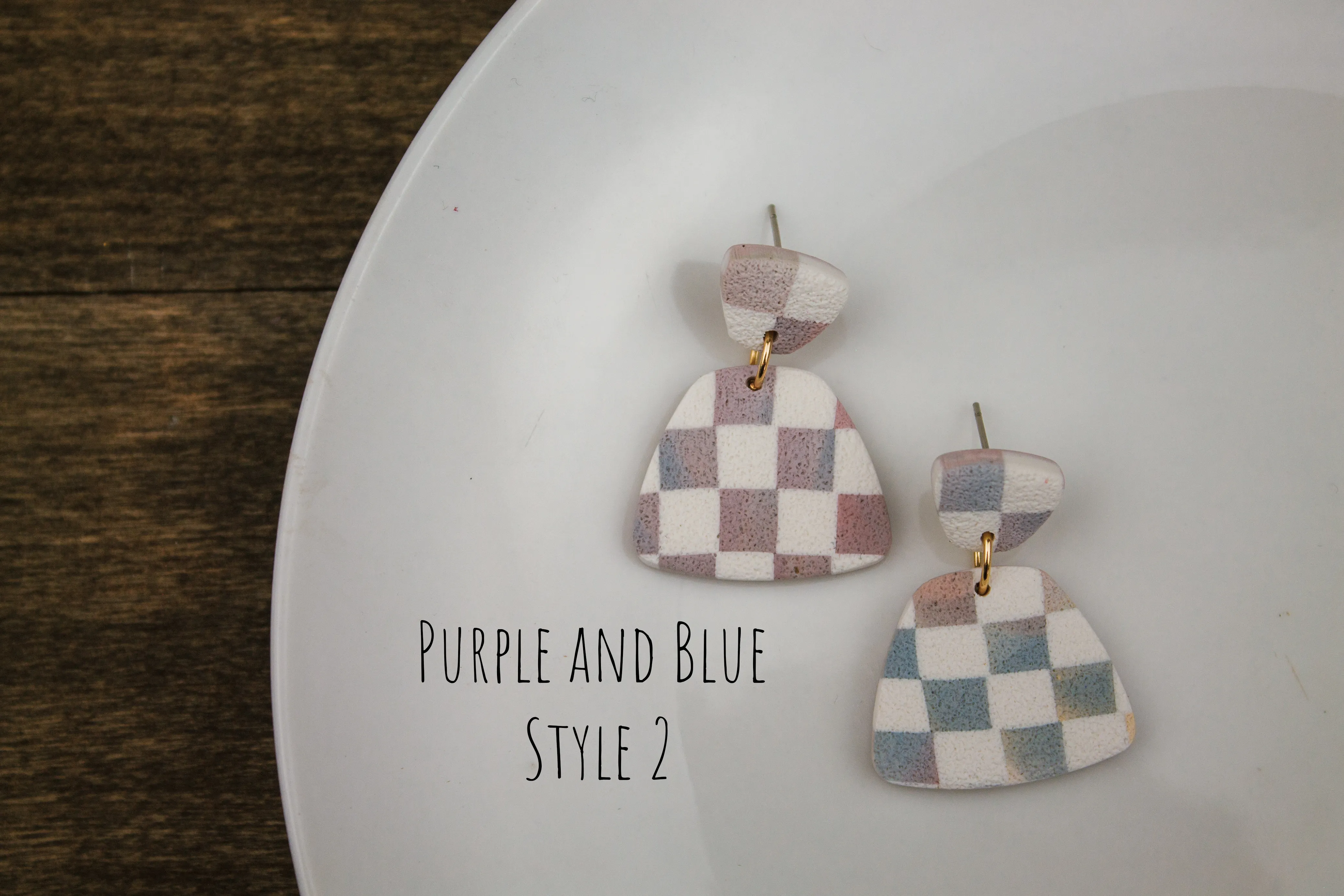March Earring of the Month - Rainbow Checkered Dangles (Choose your colors)