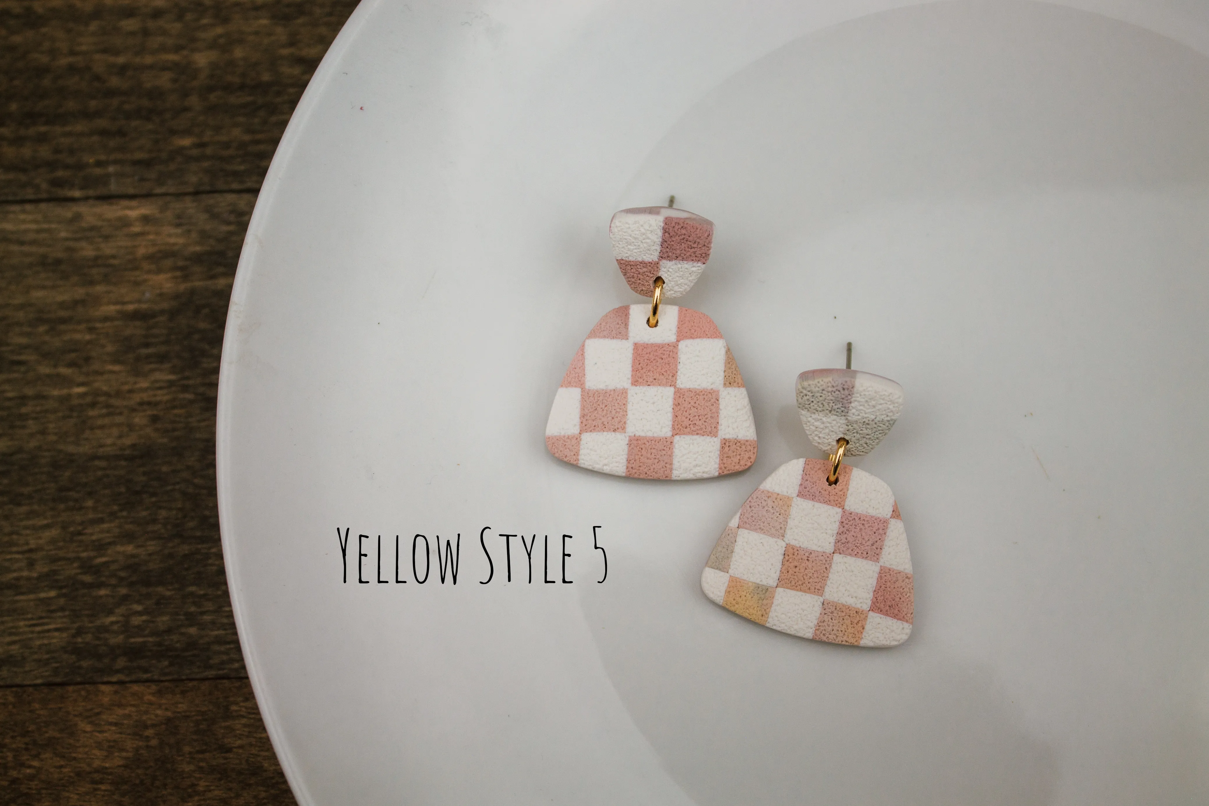 March Earring of the Month - Rainbow Checkered Dangles (Choose your colors)