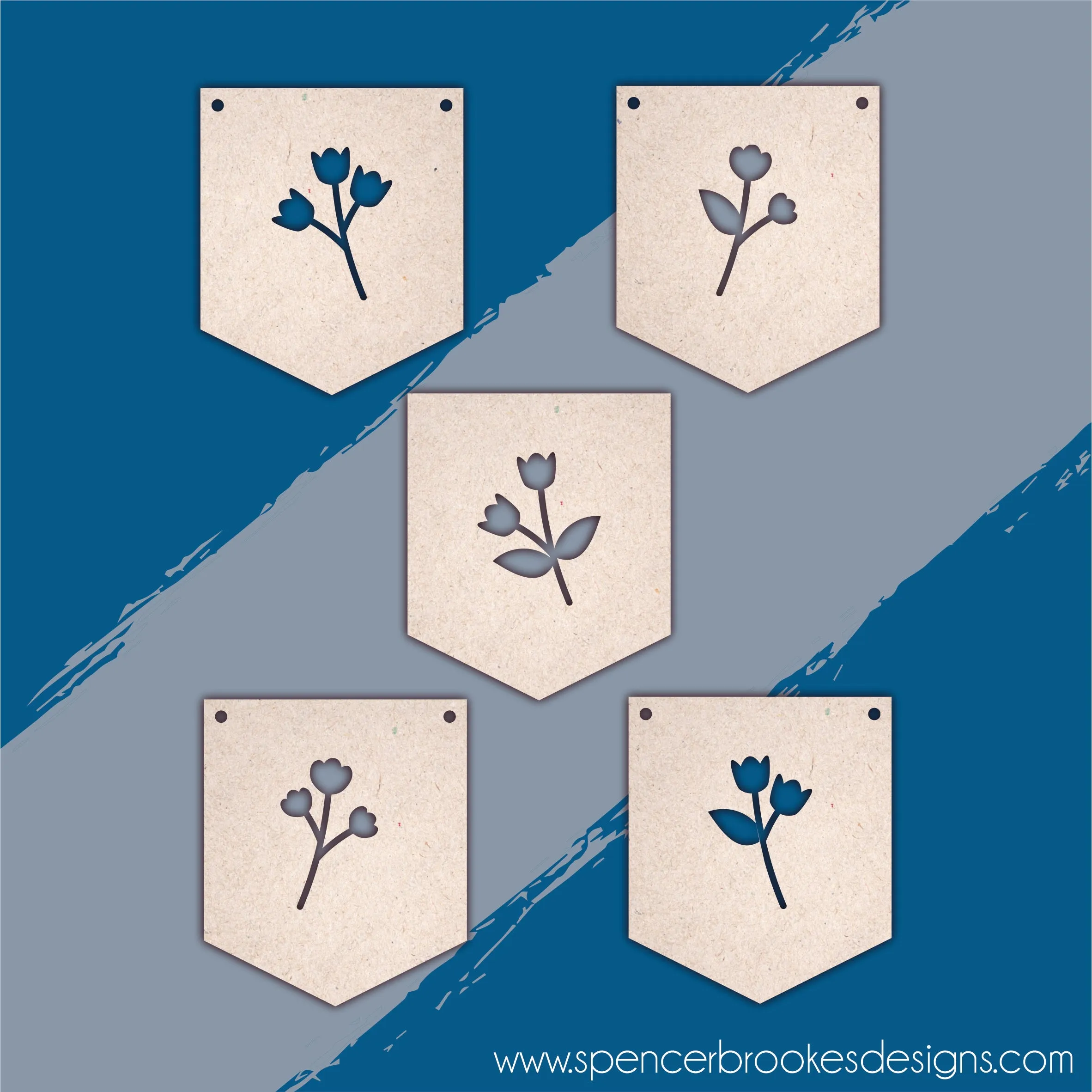 MDF Detailed Flowers Flag Bunting