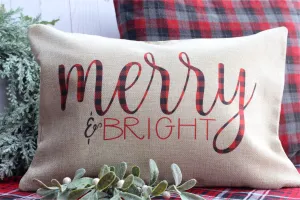 Merry & Bright Christmas Pillow Cover