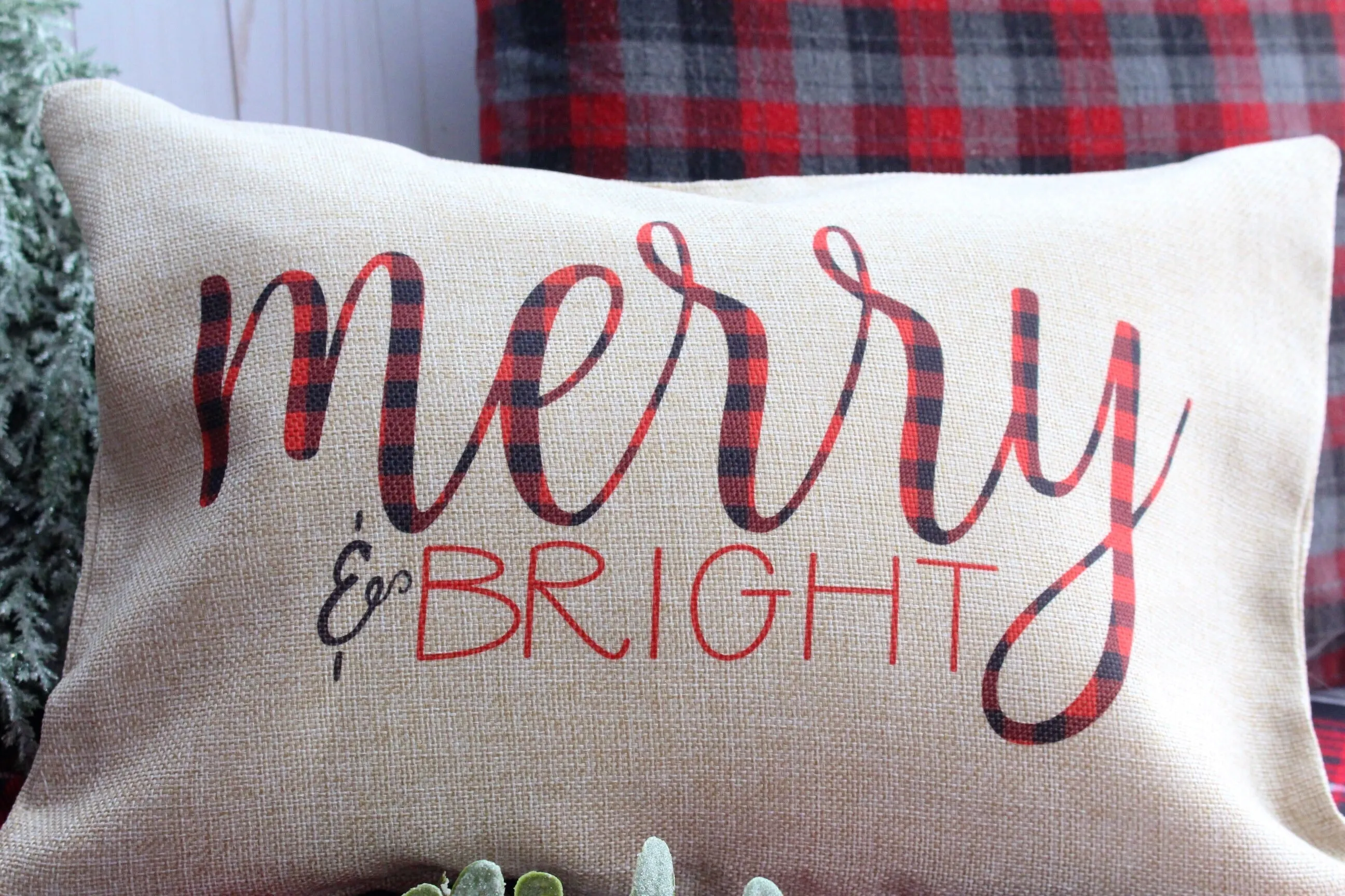 Merry & Bright Christmas Pillow Cover