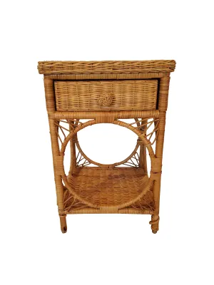 Mid Century Wicker Side Table