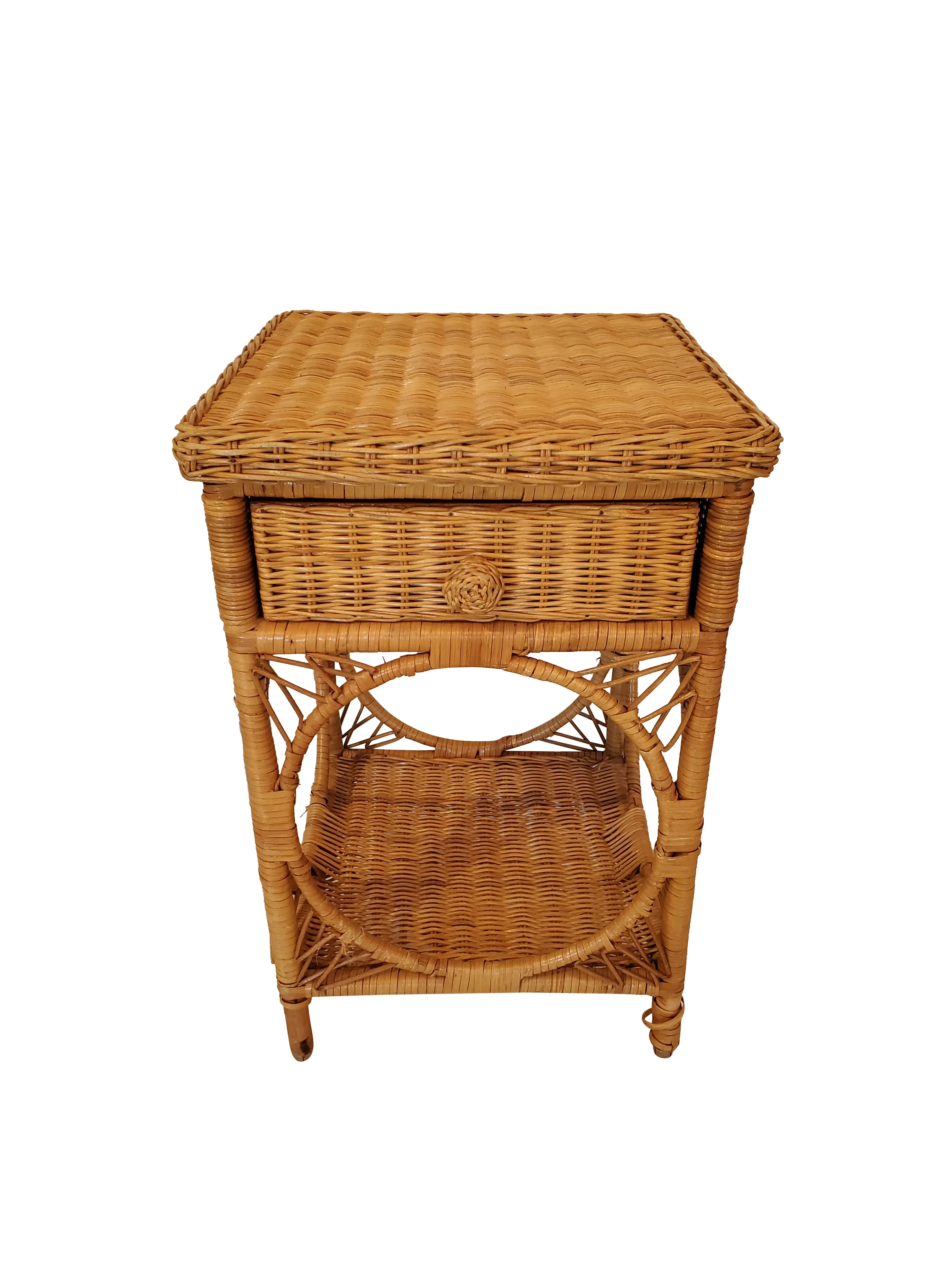 Mid Century Wicker Side Table
