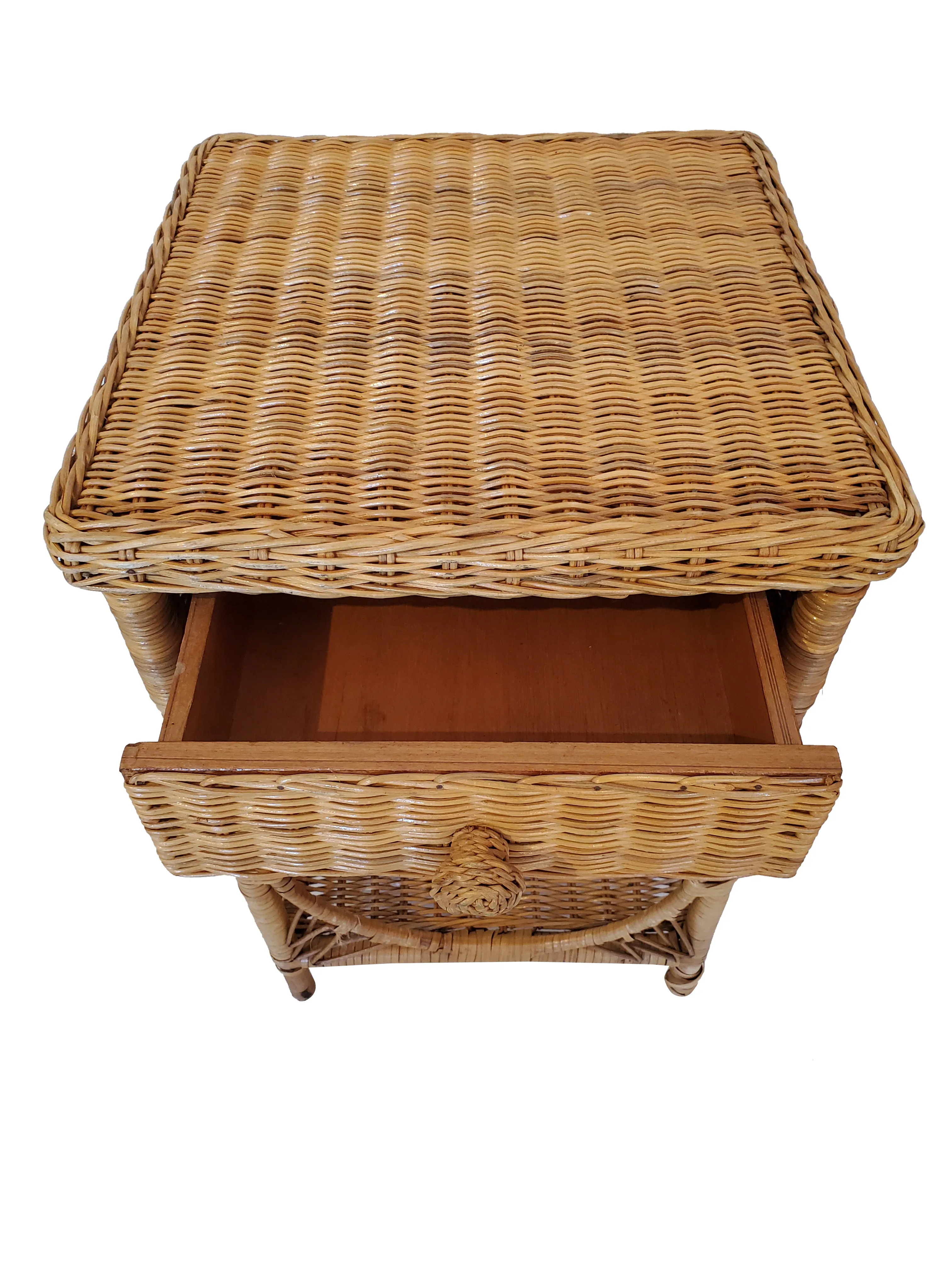 Mid Century Wicker Side Table