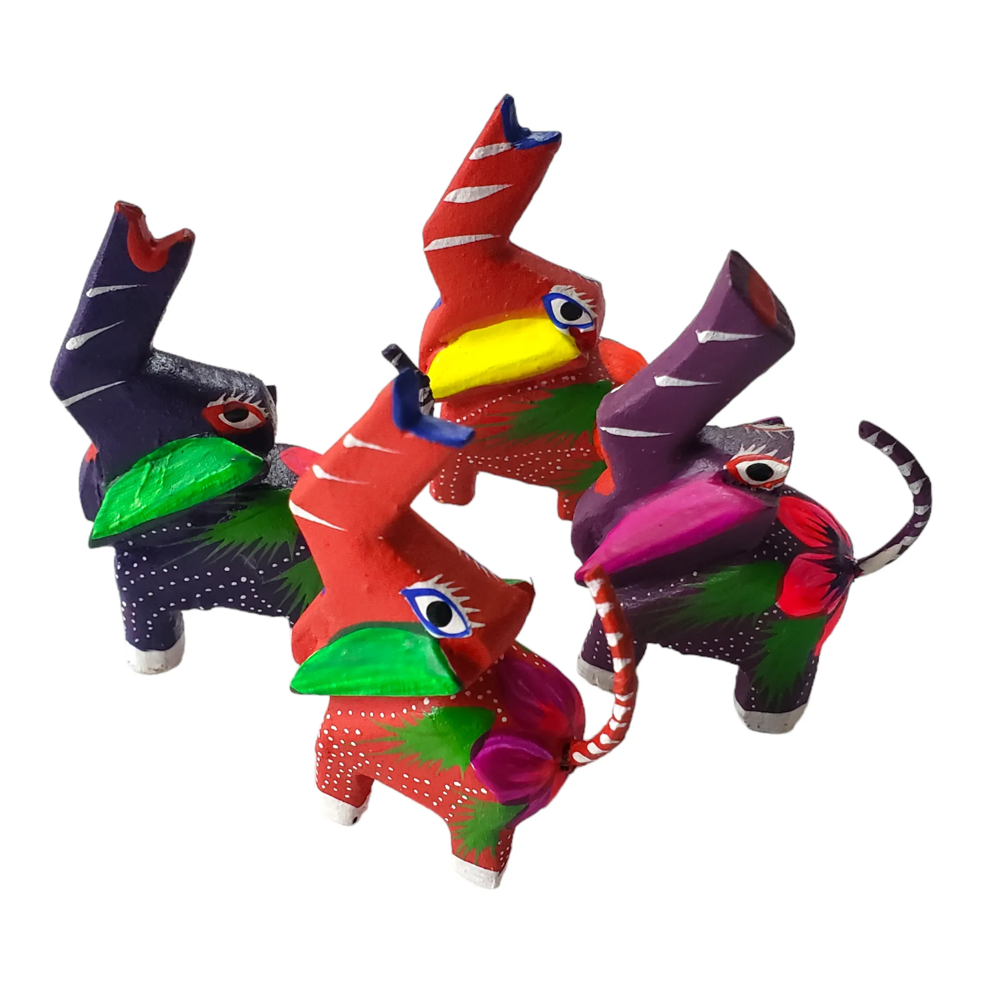 Mini Elephant Oaxacan Alebrije Wood Carving Mexican