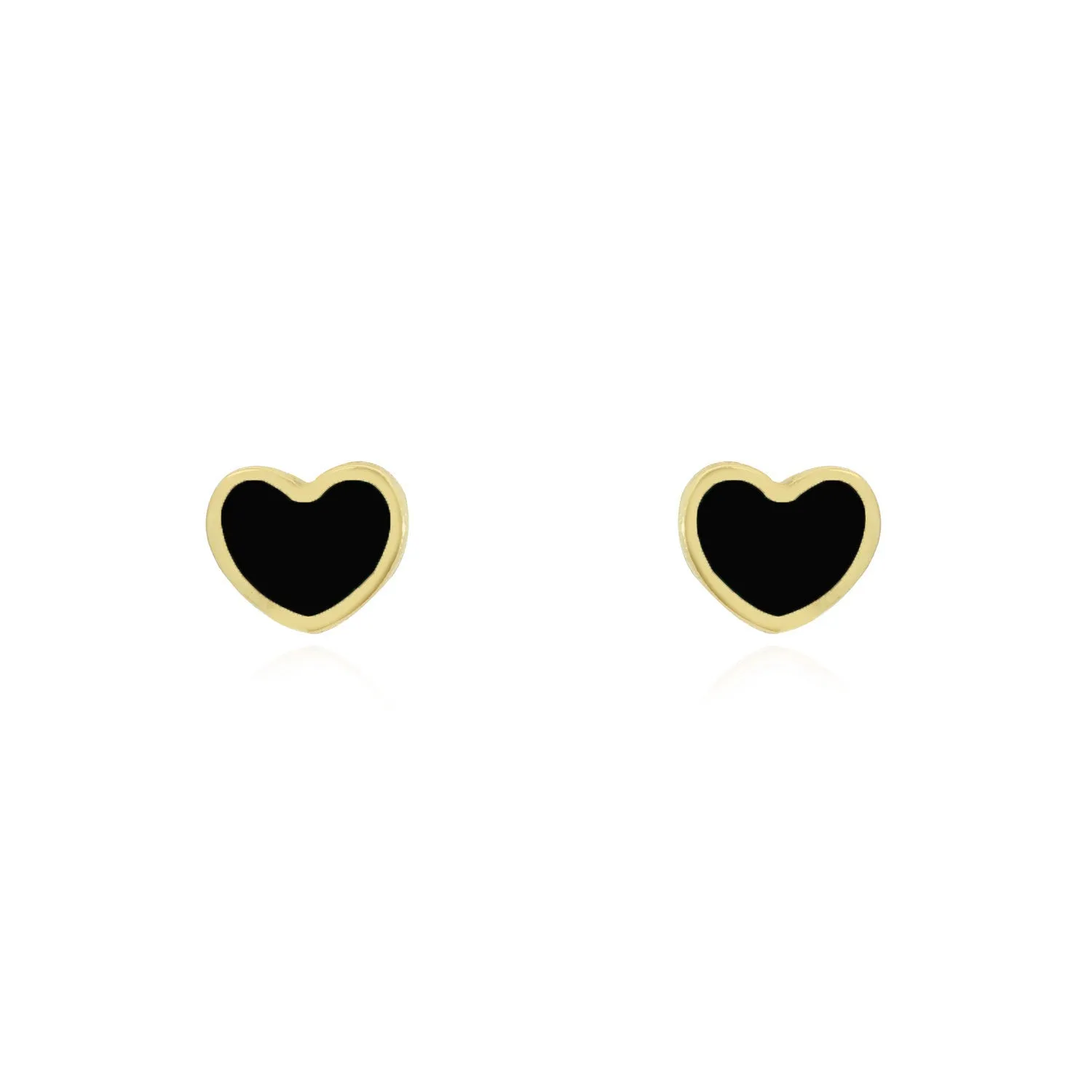 Mini Onyx Heart Stud Earrings