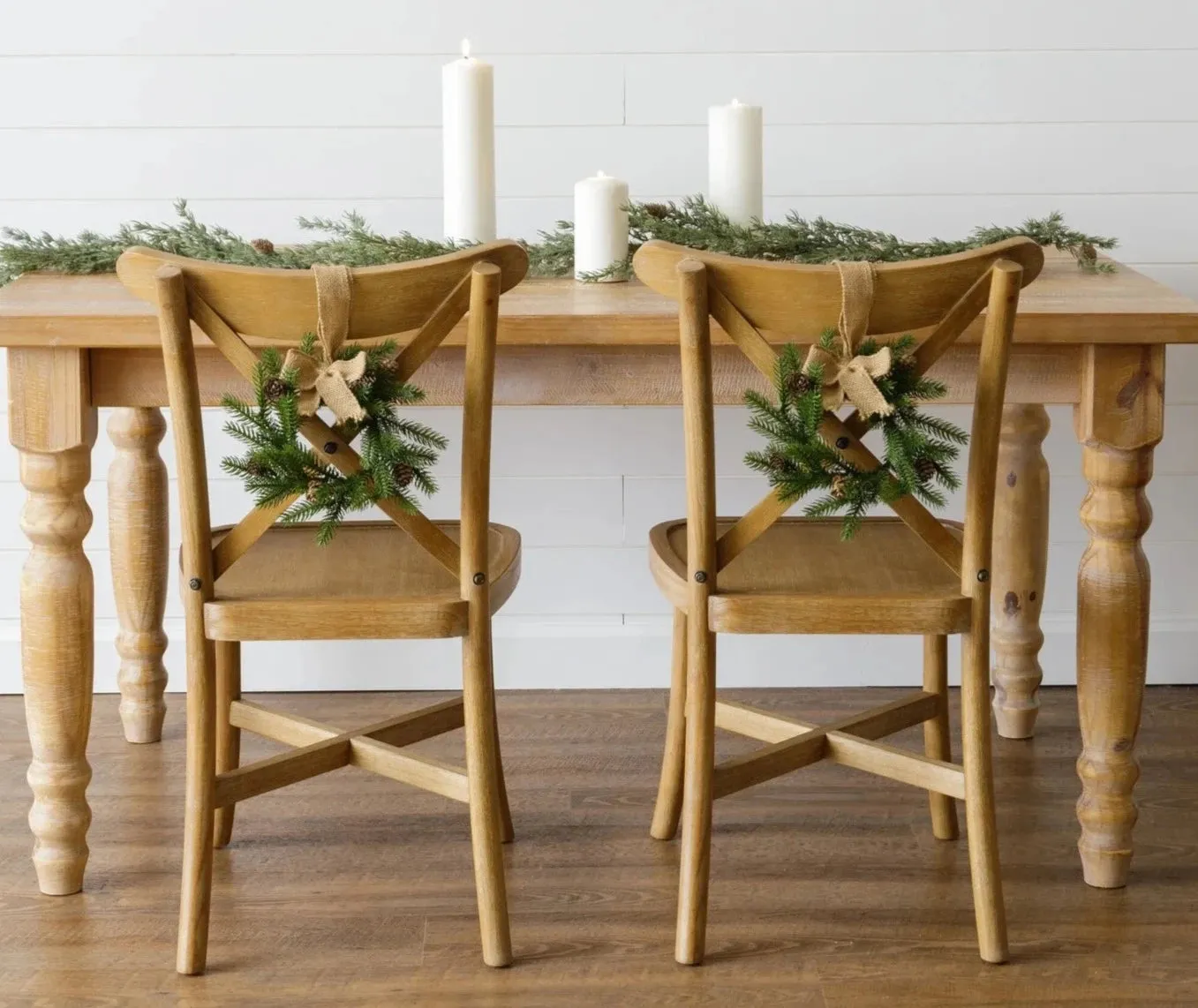 Mini Pine and Cone Wreath With Burlap Bow