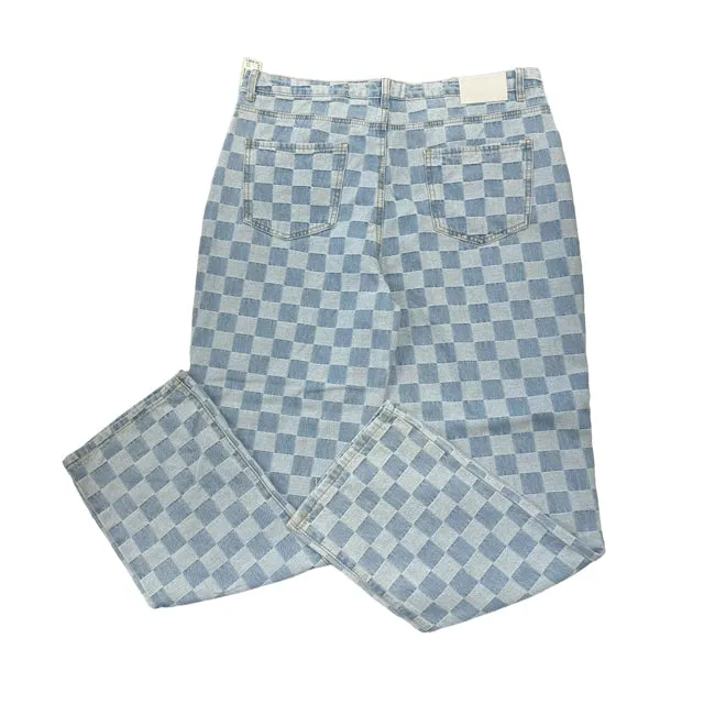 Misguided Checkered Full Length Jeans Women's NWT Size 12