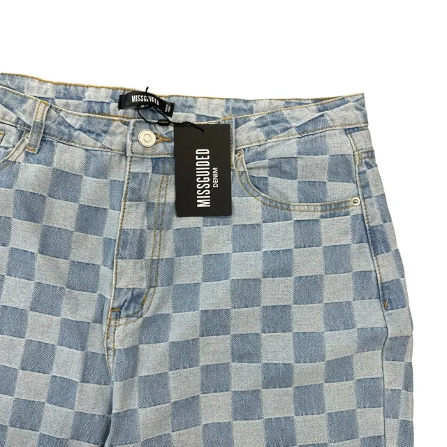 Misguided Checkered Full Length Jeans Women's NWT Size 12