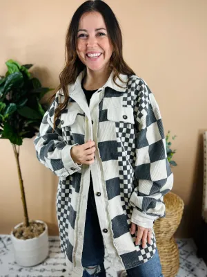 Mixed Checkered Corduroy Shacket