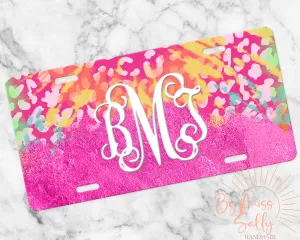 Monogram License Plate - Bright Leopard