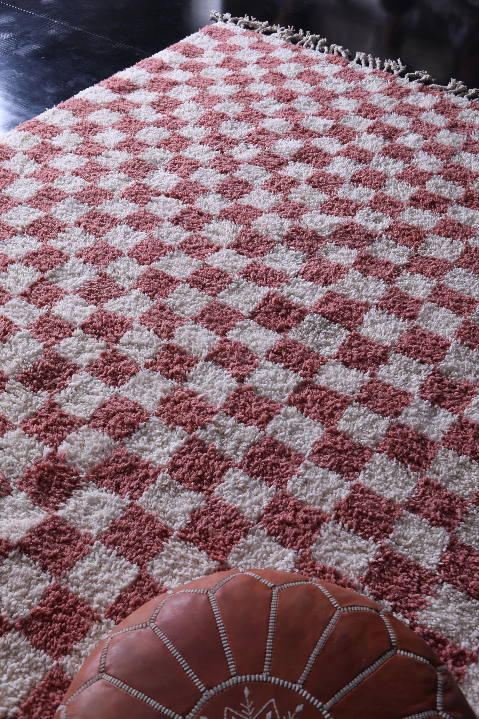 Moroccan Checkered rug - Pink checkered rug - Wool rug