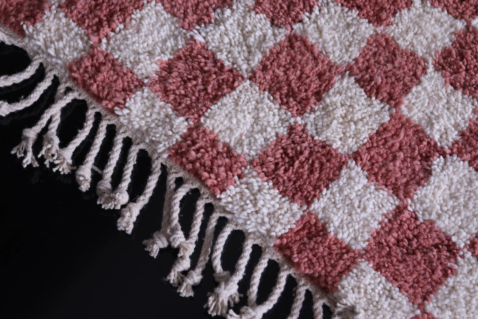 Moroccan Checkered rug - Pink checkered rug - Wool rug