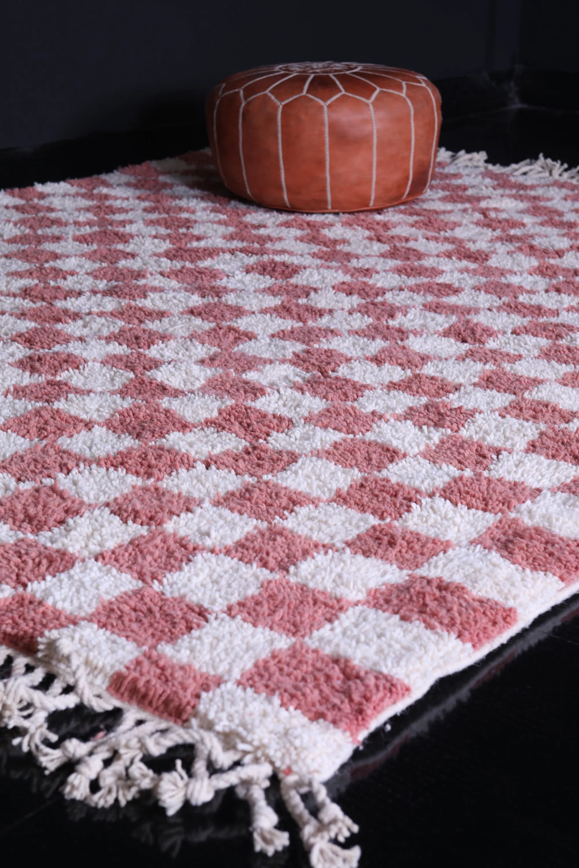 Moroccan Checkered rug - Pink checkered rug - Wool rug