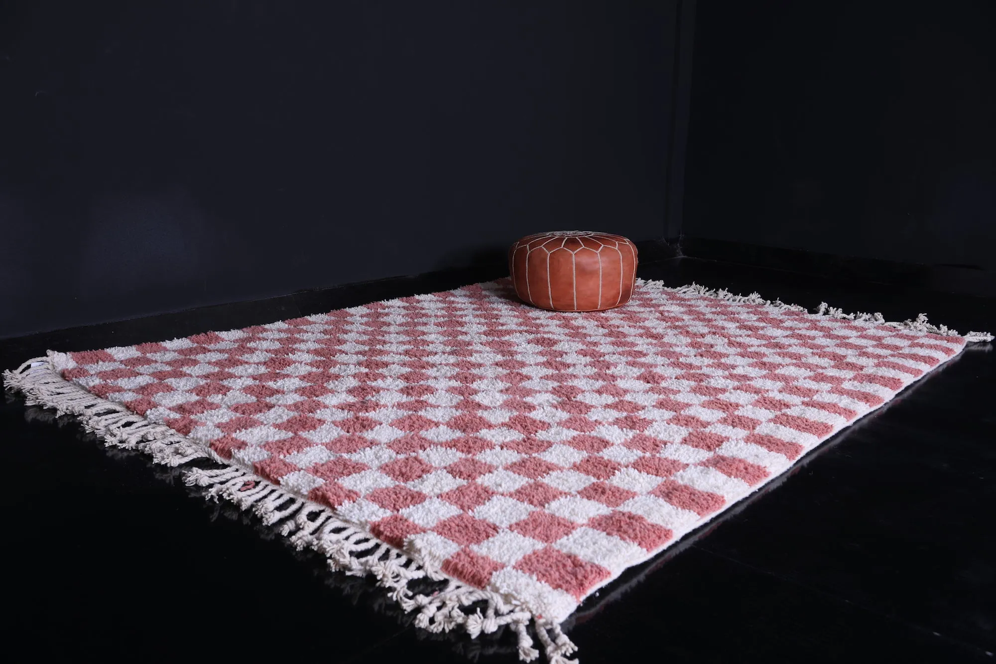 Moroccan Checkered rug - Pink checkered rug - Wool rug