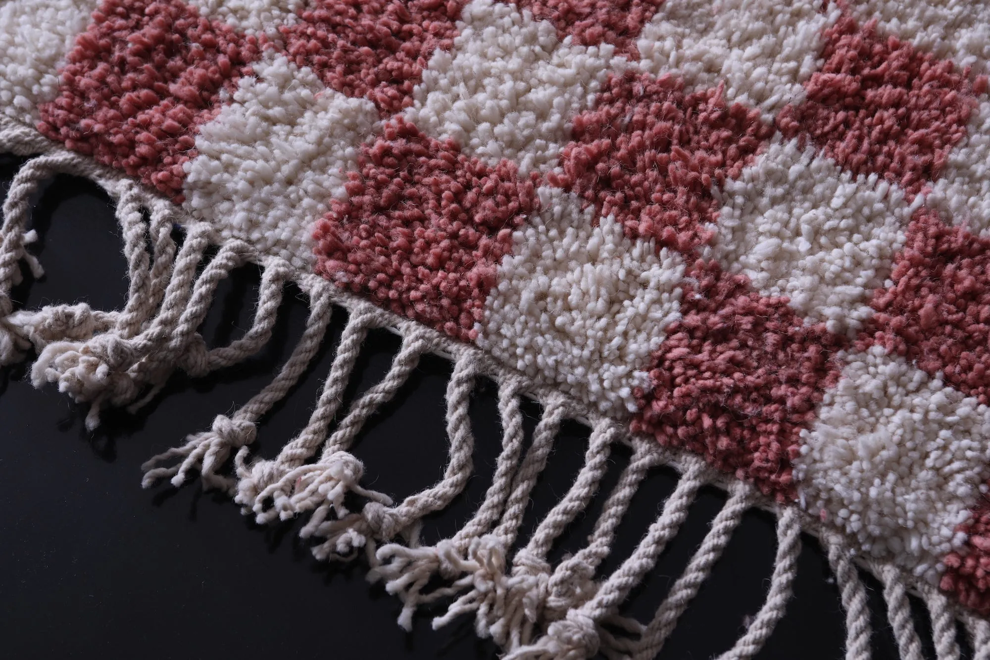 Moroccan Checkered rug - Pink checkered rug - Wool rug