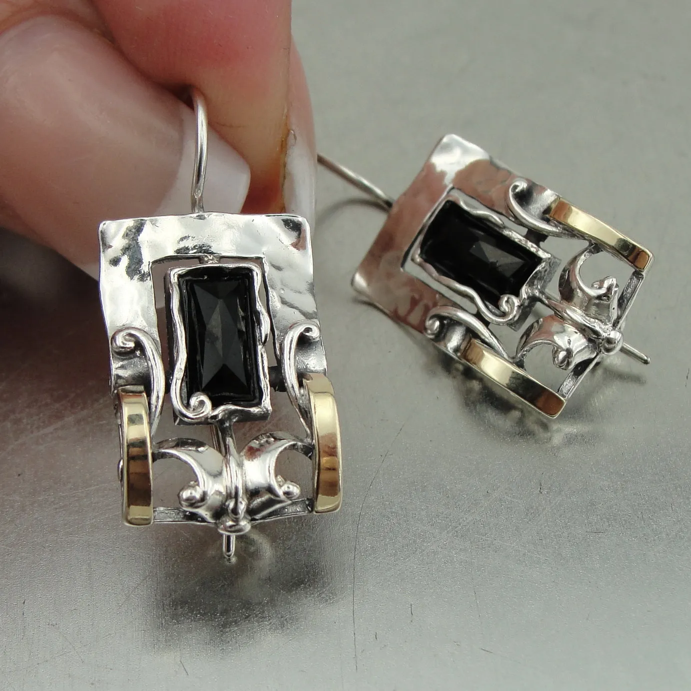 Mosaic Opal Sterling Silver and 9K Gold Artistic Ring