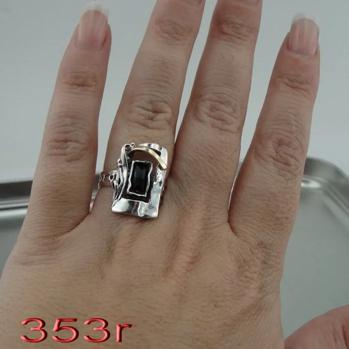 Mosaic Opal Sterling Silver and 9K Gold Artistic Ring