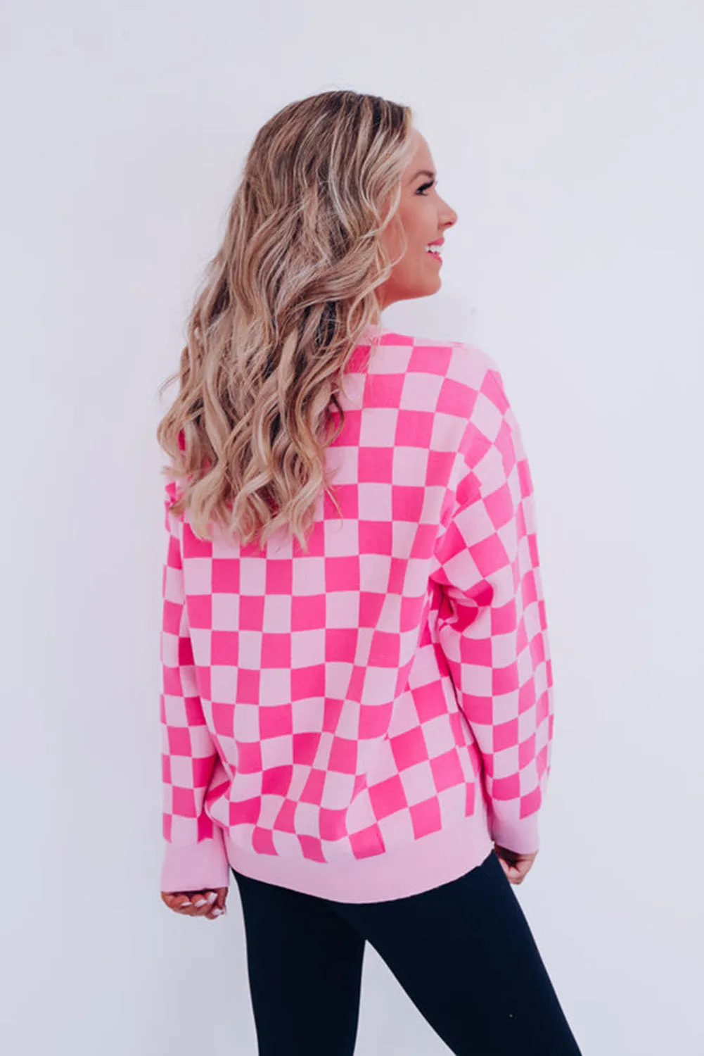 Multicolour Checkered Round Neck Drop Shoulder Sweater