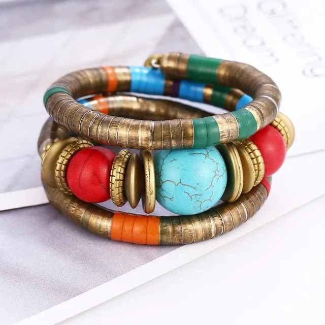 Natural STONE COLORFUL SNAKE  Bracelets