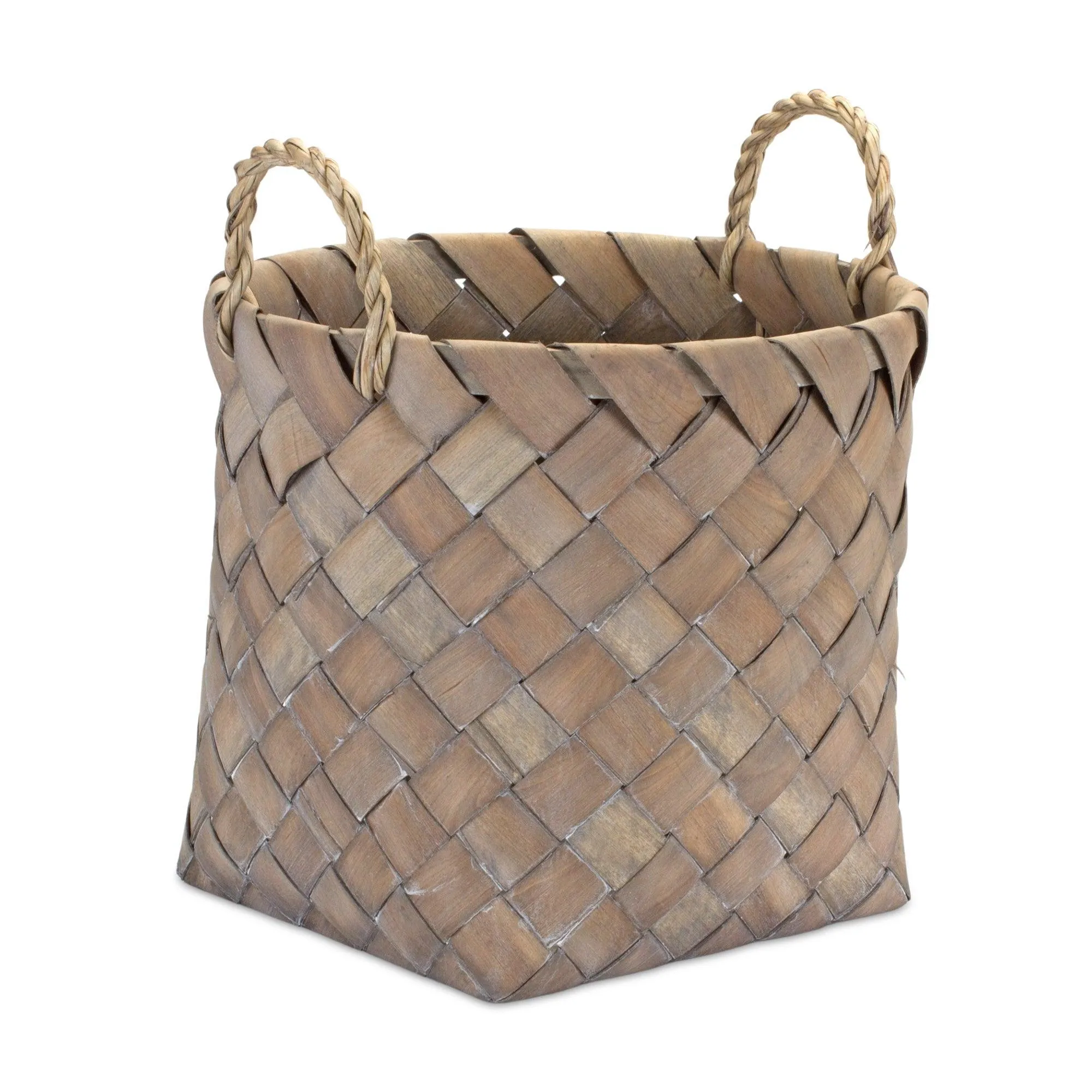 Natural Woven Wicker Basket with Handles (Set of 3)