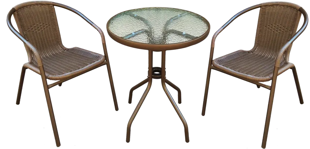New Assembled ARCTIC SKY PREMIUM WICKER 3 PIECE BISTRO SET in Brown