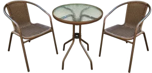 New Assembled ARCTIC SKY PREMIUM WICKER 3 PIECE BISTRO SET in Brown