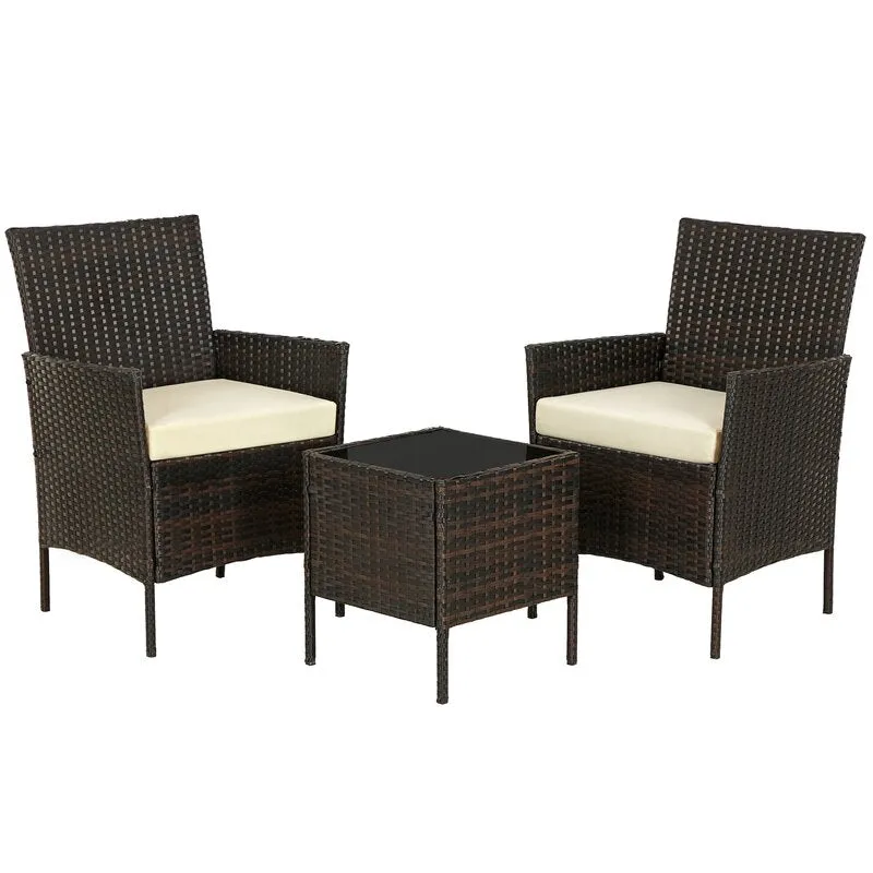New Fully Assembled jagger 3 piece rattan seating group with Tan cushions! Retails $320 