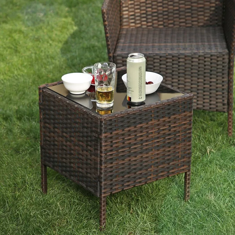 New Fully Assembled jagger 3 piece rattan seating group with Tan cushions! Retails $320 