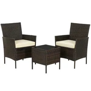 New Fully Assembled jagger 3 piece rattan seating group with Tan cushions! Retails $320 