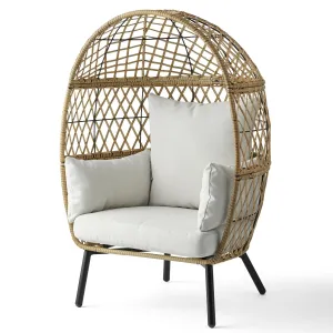 NEW! SilverCrate ™ Ventura Boho Stationary Wicker Egg Chair (250lbs capacity)
