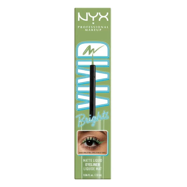 NYX Professional Makeup Vivid Brights Liquid Liner, Smear-Resistant Eyeliner, Ghosted Green