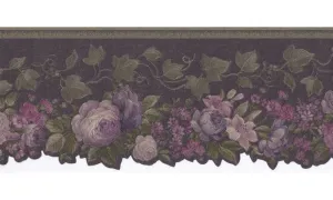 Olive Black Floral 62740 Wallpaper Border