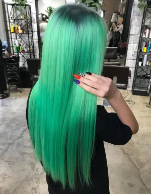 Ombre 1BGreen Straight Lace Front Wigs