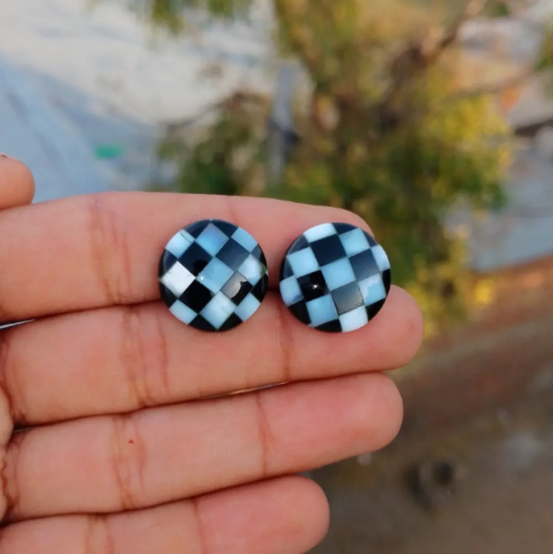 Opal x Onyx Checker Ring - Sz 7