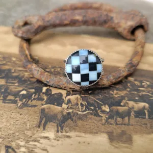 Opal x Onyx Checker Ring - Sz 7